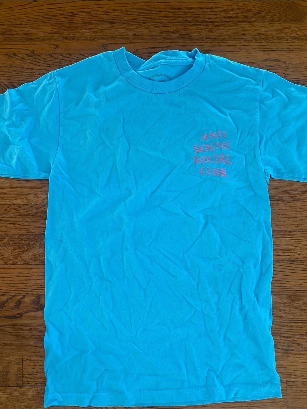 Anti Social Social Club Bright Turquoise Short Sleeve Tee with Pink Logo